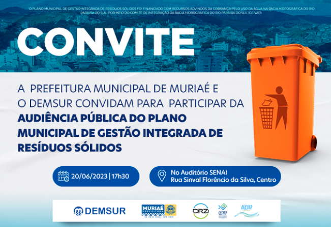 Audiência Pública do Plano Municipal de Gestão Integrada de Resíduos Sólidos acontece dia 20 